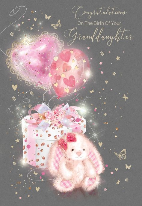 Great Granddaughter Birthday, Congratulations Baby Girl, Birth Congratulations, Baby Poems, Great Granddaughter, Orchard Design, Letter Stamp, Gold Envelope, Cherry Orchard