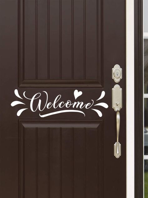 Hello Door Decal, Front Door Welcome Sign, Door Welcome Sign, Deur Sticker, Dark Doors, Front Door Decal, Butterfly And Flowers, White Door, Door Sticker