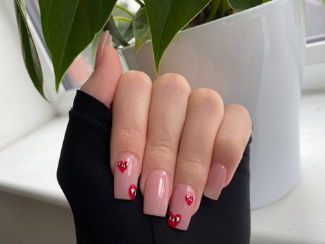 Pink Cdg Nails, Brown Nails French Tip, Brown Nails French, Cdg Nails, Comme Des Garcons Nails, Cdg Heart, Nail Art Cute, Colored French Tips, Nails French Tip