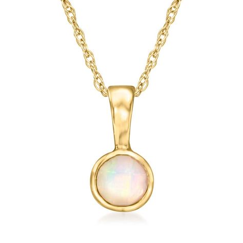 Opal Necklace Gold, October Birthdays, Opal Birthstone, Pearl Strands Necklace, Necklace Opal, 16 Inch Necklace, Opal Pendant Necklace, Yellow Gold Jewelry, Natural Gold