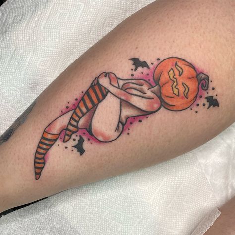 There was a crispness to the breeze today, every day is one step closer to 🎃spooky season🎃 here’s a collection of spooky tattoos I’ve done! Halloween Stencils Tattoo, Ouji Tattoos, Spooky Christmas Tattoo, Spooky Season Tattoos, Neo Traditional Halloween Tattoo, Hobbies Quotes, Cute Spooky Tattoos, Halloween Flash Tattoo, Watercolor Realism