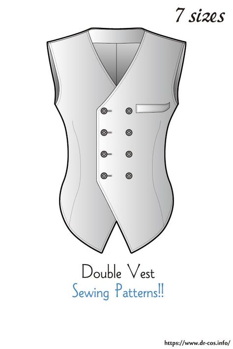 This is the pattern of Double Vest. cm size(A4 size) Children's-140/Ladies'-S,M,L,LL/Men's-L,LL Added the number of fabric meters required for each size Vest Pattern Men, Mens Vest Pattern, Historical Clothing Patterns, Vest Sewing, Vest Pattern Free, Vest Sewing Pattern, Different Hats, Vest Pattern, Paper Pattern