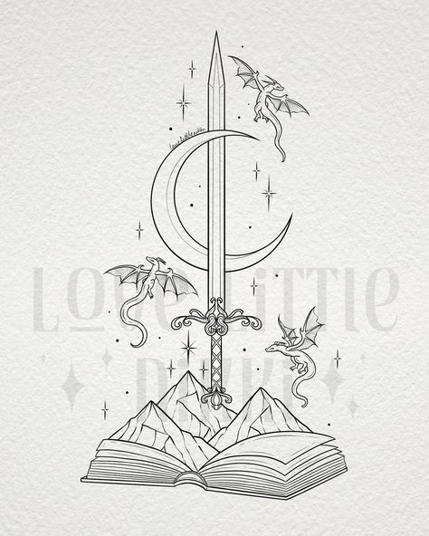 Tog Wyvern Tattoo, Swords Acotar, Pearl Jam Tattoo, Wyvern Art, Acotar Tattoos, Bookish Tattoos, Fantasy Tattoos, Wood Burning Crafts, Book Tattoo