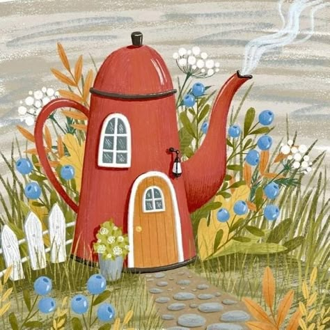 Fairy House Drawing, Sea Illustration, Cartoon House, Cottage Art, Wood Carving Patterns, House Drawing, Coloring Book Art, Art Challenge, Whimsical Art