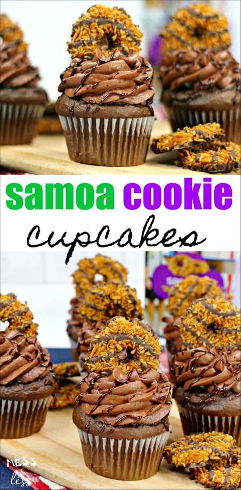 Samoas Cupcakes, Samoa Cupcakes, Samoa Cookie, Cookie Cupcakes, Samoa Cookies, Cookies Cupcake, Homemade Baked Bread, Chocolate Cream Cheese Frosting, Decadent Chocolate Desserts