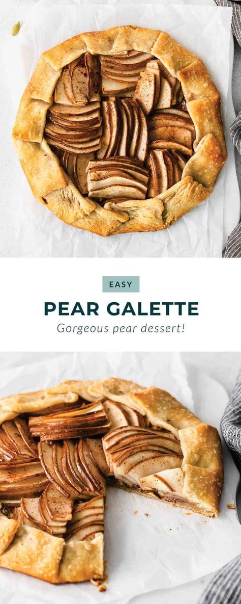 Honey Pear Galette (gorgeous dessert!) - Fit Foodie Finds Pear Galette, Fancy Desserts Recipes, Store Bought Pie Crust, Pear Dessert, Overnight Oatmeal Recipes, Homemade Pie Crust Recipe, Fit Foodie Finds, Galette Recipe, Healthy Holiday Recipes