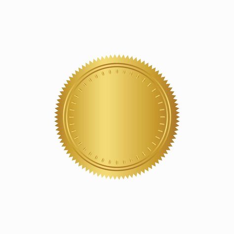 Round golden badge isolated on a Black background, seal stamp gold luxury elegant banner con, Vector illustration certificate gold foil seal or medal isolated. Golden Seal, Elegant Banners, Badge Icon, Gold Certificate, Seal Logo, Gold Stickers, Gold Luxury, Typography Poster Design, Ornament Frame