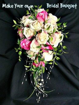 Diy Wedding Bouquet Fake Flowers, Montage Floral, Wedding Bouquet Fake Flowers, Cheap Wedding Bouquets, Diy Bridal Bouquet, Bouquet Bride, Rose Bridal Bouquet, Cheap Bridesmaid, Cascade Bouquet