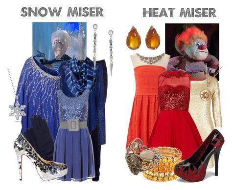 Snow Miser & Heat Miser by snakeinmyboots on Polyvore featuring Topshop, Jolie Moi, Forever Unique, Jane Norman, Warehouse, BaubleBar, Sandra Dini, Lucifer Vir Honestus, ASOS and Alkemie Lucifer Vir Honestus, Snow Miser, Christmas Movie Characters, Heat Miser, Holiday Chaos, Clever Halloween Costumes, Holiday Costumes, Couples Halloween, Jane Norman