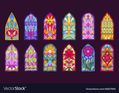 Pointed Arch, Mosaic Frames, Arch Windows, Antique Stained Glass Windows, Stained Glass Windows Church, Window Illustration, L'art Du Vitrail, Glass Painting Patterns, Abstract Mosaic