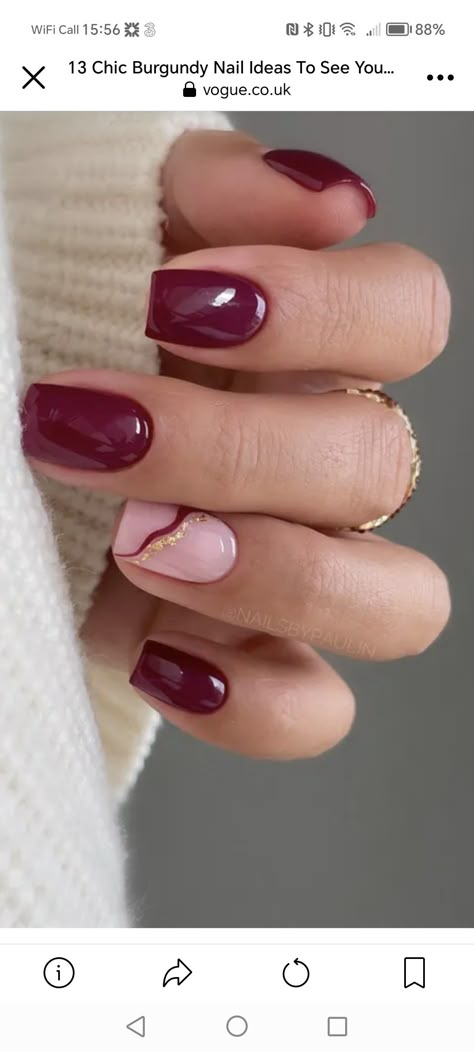 Fall Manicure Ideas 2024, Short Red Fall Nails, Gel Nail Designs Fall 2024, November Nail Inspo Short, Burgundy And Pink Nail Designs, Holiday Nails Fall, Dark Colour Nail Art, September Gel Nail Ideas, September Nail Ideas Gel Simple Short