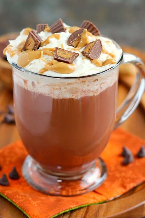 Peanut Butter Hot Chocolate | Pumpkin 'N Spice Peanut Butter Hot Chocolate Recipe, Peanut Butter Hot Chocolate, Hot Chocolate Recipe Homemade, Hot Drinks Recipes, Hot Cocoa Recipe, Chocolate Drink, Hot Chocolate Drinks, Cocoa Recipes, Best Peanut Butter