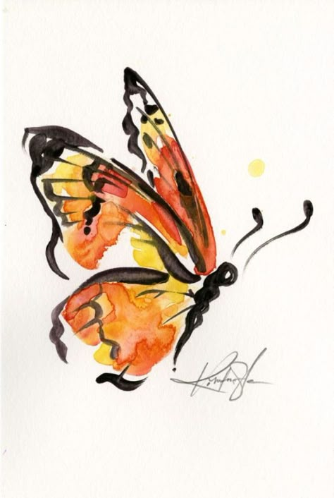 Monarch Poppy Flower Drawing, Art Papillon, Butterfly Art Painting, Butterfly Drawing, Butterfly Painting, Butterfly Watercolor, Watercolor Ideas, Arte Animal, Water Colors