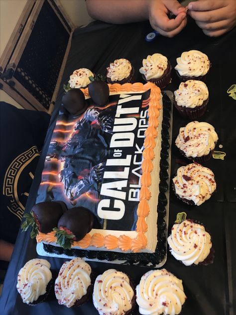 Call of duty , military inspired birthday party ideas, call of duty cake, black ops cake Black Ops Birthday Party, Black Ops Cake, Call Of Duty Birthday Party, Call Of Duty Cake, Army Birthday, Military Party, Army's Birthday, Video Games Birthday Party, Birthday Sheet Cakes