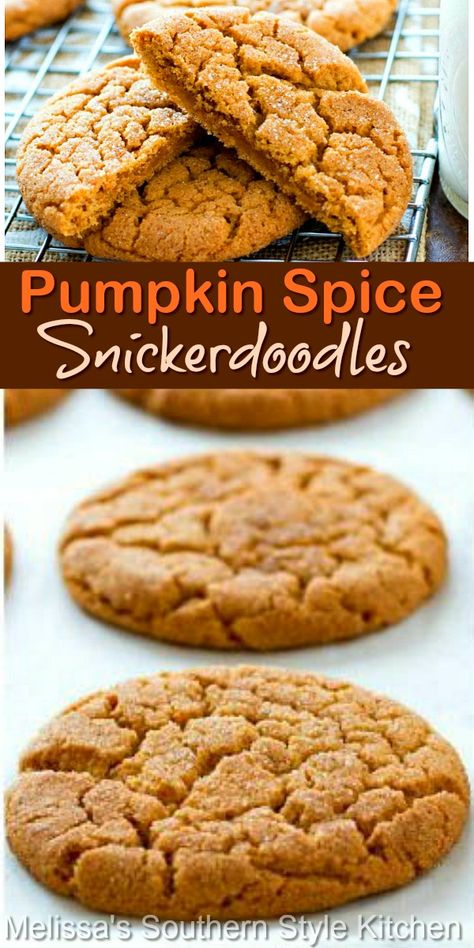 Pumpkin Snacks, Snickerdoodles Cookies, Autumn Desserts, Simple Snacks, Pumpkin Spice Cookies, Cooking Cookies, Oreo Dessert, Crinkle Cookies, Spice Cookies