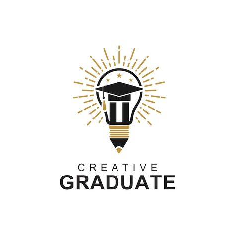 Graduate Cap, Light Bulb Design, Typo Logo Design, Graduation Design, University Graduation, Typo Logo, Graduation Cap, Premium Vector, Graphic Resources