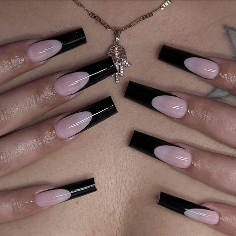 Doja Cat Nails, Black Frenchies, Hollywood Nails, Gel X Nails, X Nails, Vday Nails, Milky Pink, La Nails, West Covina