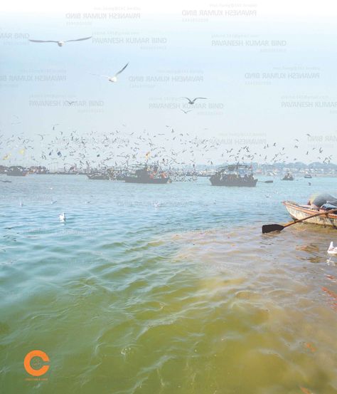 The Sangam: Holy Ganga, Yamuna and Saraswati River meets each other on Earth at Triveni Sangam, Allahabad Uttar Pradesh India. Saraswati River, Ganga River, Varanasi, Uttar Pradesh, New Wall, Lord Shiva, Wall Collage, On Earth, Shiva