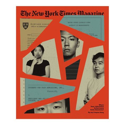 The New York Times Magazine on Instagram: “Where does affirmative action leave Asian-Americans? @nytmag’s cover this week, with a photo illustration by @jningwong and photographs by…” 잡지 레이아웃, Affirmative Action, Times Magazine, New York Times Magazine, Publication Design, Asian American, Magazine Layout, A Collage, Editorial Illustration