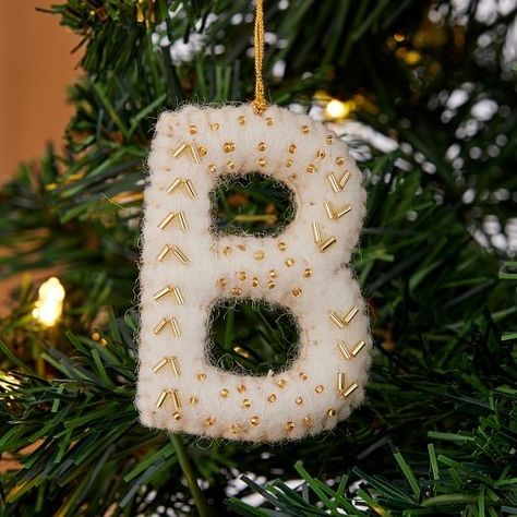 Initial Felt Ornaments, Felt Letter Ornaments, Christmas Sucks, Monogram Ornaments, Wool Ornaments, Alphabet Embroidery, Letter Ornaments, Felt Tree, Felt Letters