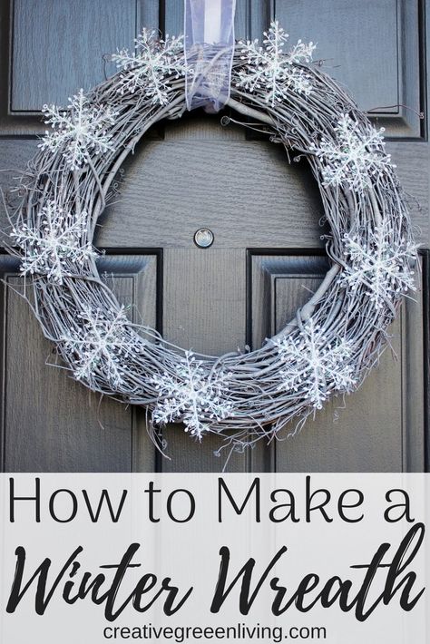 I love this pretty snow wreath for non-christmas decor! This DIY snowy wreath is perfect for your front door in January through Valentine's Day. The rustic look is perfect for after Christmas and goes well with farmhouse style. The silver and white combined with dollar store snowflakes and a hint of glitter make it the perfect non-Christmas winter wreath! #creativegreenliving #winterwreath #snow #winterdecor #DIYwreath #wreathideas Diy Winter Wreath, Easy Wreath, Winter Wreath Diy, Easy Wreaths, Snowflake Wreath, Christmas Wreaths Diy Easy, Door Diy, Diy Winter, Winter Door