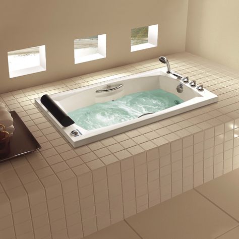 luxury drop in bathtubs - Google Search Air Bathtub, Jacuzzi Bathtub, Luxury Bathtub, Jetted Bath Tubs, Whirlpool Bath, Steel Bath, Tub Ideas, Corner Tub, Bathtub Drain