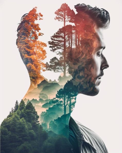 Double Exposure Portrait, Adobe Photoshop Design, Double Exposure Photography, Surreal Portrait, Black Wallpaper Iphone Dark, Bible Illustrations, Epic Photos, Multiple Exposure, Black Wallpaper Iphone