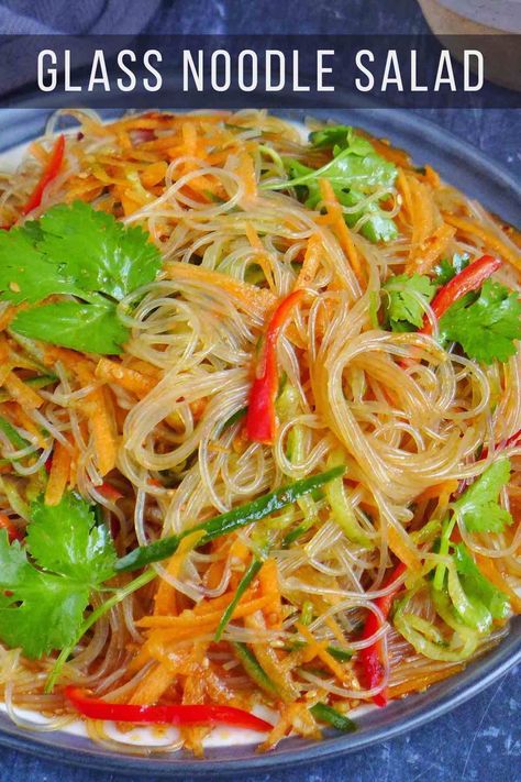 Japanese Glass Noodle Salad, Glass Noodle Salad Recipes, Chinese Glass Noodle Recipes, Recipes With Glass Noodles, Chinese Noodle Salad, Glass Noodle Recipes, Thai Glass Noodle Salad, Monthly Meals, Glass Noodles Recipe