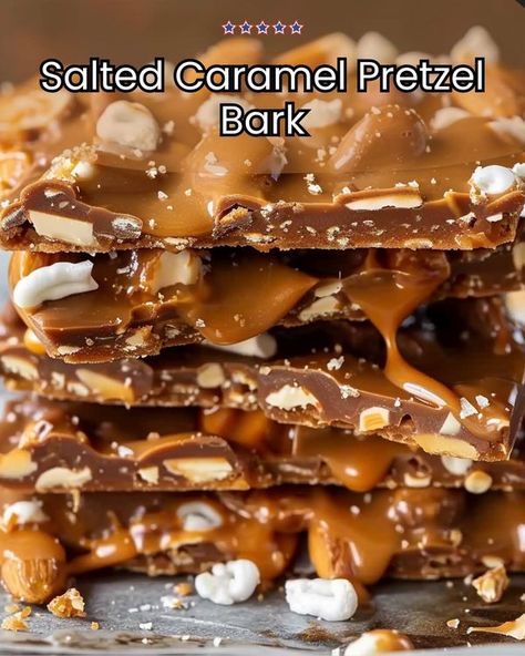 Pretzel Bark Recipes, Salted Caramel Pretzel Bark, Caramel Pretzel Bark, Salted Caramel Pretzels, Chocolate Caramel Pretzels, Baked Caramel, Salty Treats, Easy No Bake, Bark Recipe