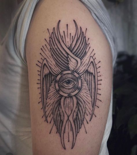 108 Tattoo, Cool Little Tattoos, Esoteric Tattoo, Rebirth Tattoo, Seraphim Angel, All Seeing Eye Tattoo, Knee Tattoos, Ma Tattoo, Protection Tattoo