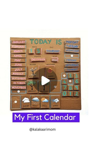 DIY My First Calendar My First Calendar, Today Is Monday, Eyfs Classroom, Calendar Activities, Acrylic Markers, Daily Calendar, Diy Calendar, Card Board, Months Of The Year