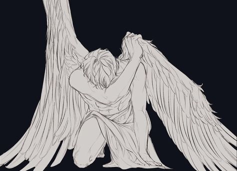 Angel Heaven, Winged People, Anime Male, Angel Drawing, Arte Sketchbook, Arte Inspo, Ethereal Art, Angel Art, Sketchbook Art Inspiration