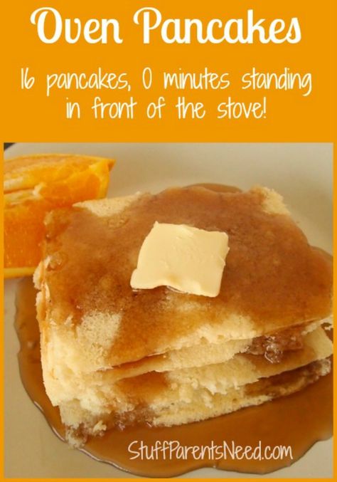 A Favorite Kitchen Shortcut: Oven Pancakes Oven Pancakes, Stuffed Meatballs, Baked Pancakes, Hot Breakfast, How To Make Pancakes, Kitchen Oven, What's For Breakfast, Brunch Menu, Time Saver