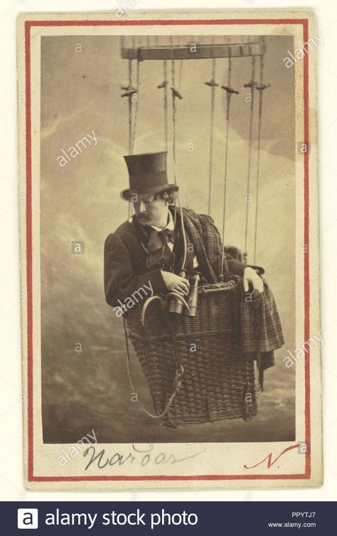 Self-Portrait as an Aeronaut; Nadar, Gaspard Félix Tournachon, French, 1820 - 1910, about 1863; Albumen silver print Stock Photo: 220658879 - Alamy Copyright Free Images Public Domain, Public Domain Images Vintage, Copyright Free Images, Public Domain Photos, Free Vintage Printables, Getty Museum, Kamakura, Classic Image, Nagasaki