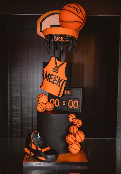 Basketball Cake 2nd Birthday, 3d Basketball Cake, Basketball Birthday Decorations, Basketball Theme Food, Sport Cakes For Boys, Basketball Cake For Boys, Basketball Theme Birthday Cake, Jordan Cake Ideas, Sports Cakes For Boys Birthdays