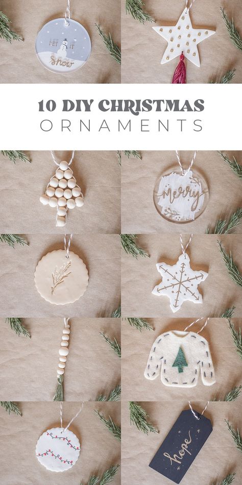 Diy Ornmanets Christmas Ornament, Diy Holiday Ornaments For Adults, Diy Christmas Branches, Diy Easy Ornaments Christmas, Diy Homemade Ornaments, Minimal Christmas Ornaments, Acrylic Diy Ornaments, Teen Ornaments Diy, Cute Homemade Ornaments