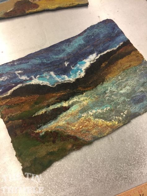 Felted Wall Hangings, Mini Wall Hanging, Four Day Weekend, Mini Wall, Felt Projects, Wet Felt, Wet Felting, Beautiful Sky, Felt Art