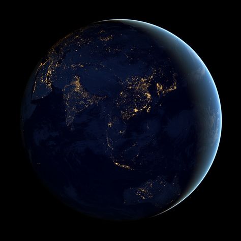 "Black Marble," NASA composite assembled from data acquired by the Suomi NPP satellite in April and October 2012 Earth At Night, Nasa Goddard, Nasa Earth, Nasa Photos, Nasa Images, Amoled Wallpapers, Earth Photos, Earth Space, Nebulas