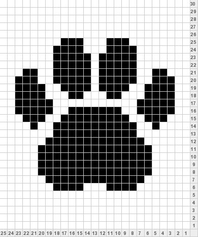 pawprint knitting color chart @Danielle Lampert here's another one for you! Paw Template, Hammer Beads, Beads Design, Pixel Crochet, Pola Kristik, Pola Sulam, Dog Crafts, Cross Stitches, Crochet Tapestry