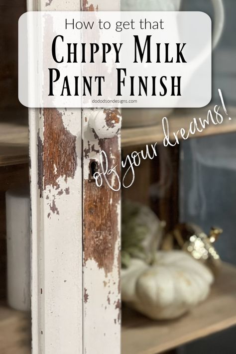 How To Paint Wood Furniture With Chippy Milk Paint How To Make Chippy Paint Finish, Milk Paint Ideas, How To Chippy Paint Furniture, How To Paint And Distress Wood Furniture, How To Do Chippy Paint, How To Crackle Paint Furniture, Chalk Paint Over Stained Wood, Diy Chippy Paint Look, Crackle Painted Furniture