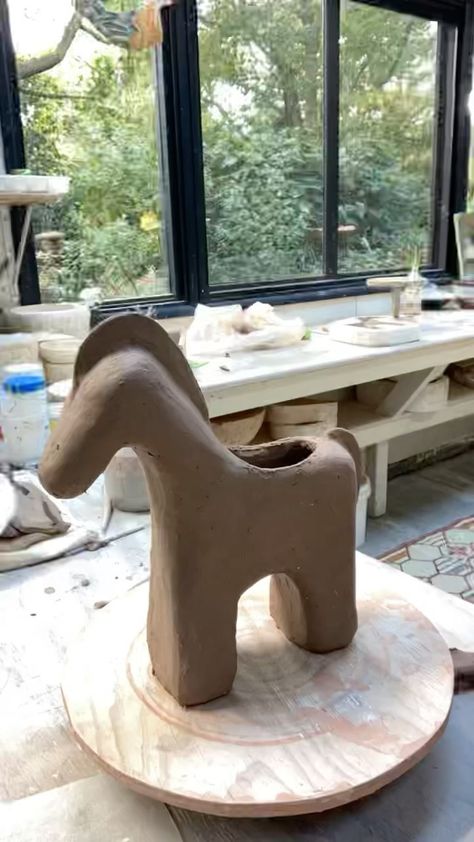 Ceramic Horse Sculpture Clay, Horse Clay Art, Clay Horse Easy, Air Dry Clay Horse, Ceramic Horse Sculpture, Jena Bedson Ceramics, Jena Bedson, Terracotta Horse, Horse Pottery