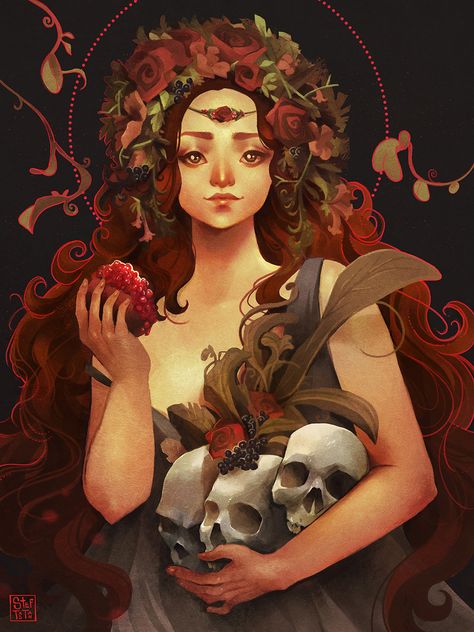 Spring Goddess Art, Lady Persephone, Persephone Goddess Of Spring, Thigh Tats, Art Sinistre, Persephone Art, God Of The Underworld, Persephone Goddess, Feminine Spirituality