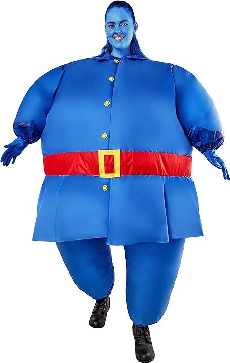 Officially licensed classic Willy Wonka movie inflatable costume, look for trademark on label and packaging to help assure you've received authentic safety-tested item Wonka Costume, Violet Beauregarde, Willy Wonka Costume, Wonka Party, Classic Movie Characters, Blue Gloves, Inflatable Costumes, Black Halloween Dress, Costume Contest