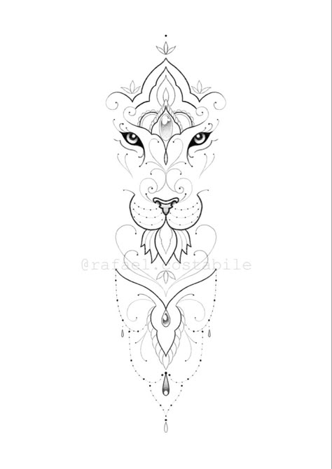 Leo Ornamental Tattoo, Leo Mandala Tattoo, Ornamental Lion Tattoo, Mandala Owl Tattoo Design, Lioness Tattoo Design, Female Lion Tattoo, Lioness Tattoo, Flower Wrist Tattoos, Tattoo Henna