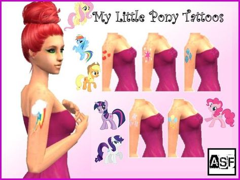 KCsim's My Little Pony Arm Tattoos My Little Pony Tattoo, Rarity And Spike, Sims 4 Anime, My Little Pony Party, Friendship Tattoos, Sims Four, Pony Party, Funny Tattoos, Arm Tattoos