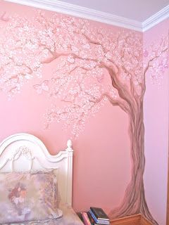 Wall Mural on Pinterest | Cherry Blossom Tree, Tree Murals and Murals Tree Mural Nursery, Tree Wall Painting, Pink Blossom Tree, Cherry Blossom Painting, Kids Room Murals, Tree Wall Murals, Tree Mural, Nursery Mural, Bedroom Murals