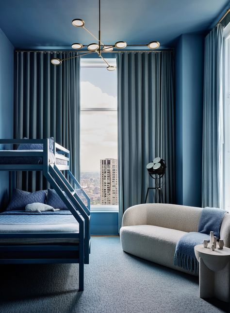 Blanket Styling, Bedroom In Blue, Workshop Apd, Condo Bedroom, Manhattan Apartment, Downtown Manhattan, Custom Sectional, New York Apartment, Green Rooms