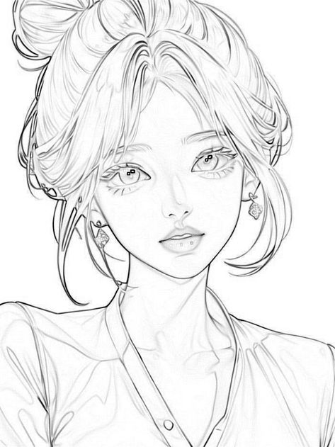 Line art, drawing, color base, base color, coloring base, base coloring Head Art Base, Anime Line Art Drawings, Anime Sketch For Coloring, Anime Sketch Digital, Manga Face Drawing, Face Base Drawing, Lineart Coloring, Manga Coloring Pages, Drawing Ipad