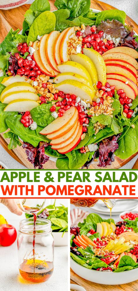 Apple Pear Salad, Maple Balsamic Vinaigrette, Apple Cranberry Salad, Salad With Balsamic Vinaigrette, Side Dish For Thanksgiving, Homemade Balsamic Vinaigrette, Best Thanksgiving Side Dishes, Salty Recipes, Maple Balsamic