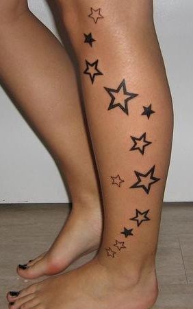 Cliche Tattoo, Best Star Tattoos, Tattoo Perna, Star Tattoo Designs, Muster Tattoos, Star Tattoo, Leg Tattoos Women, Stomach Tattoos, Girly Tattoos